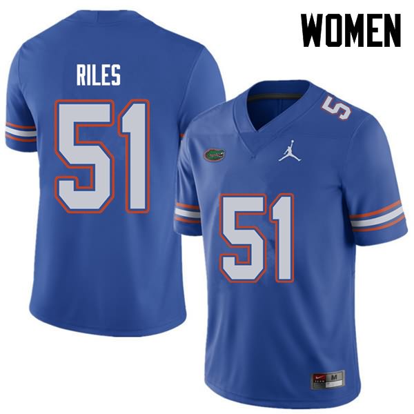 NCAA Florida Gators Antonio Riles Women's #51 Jordan Brand Royal Stitched Authentic College Football Jersey FET2564UV